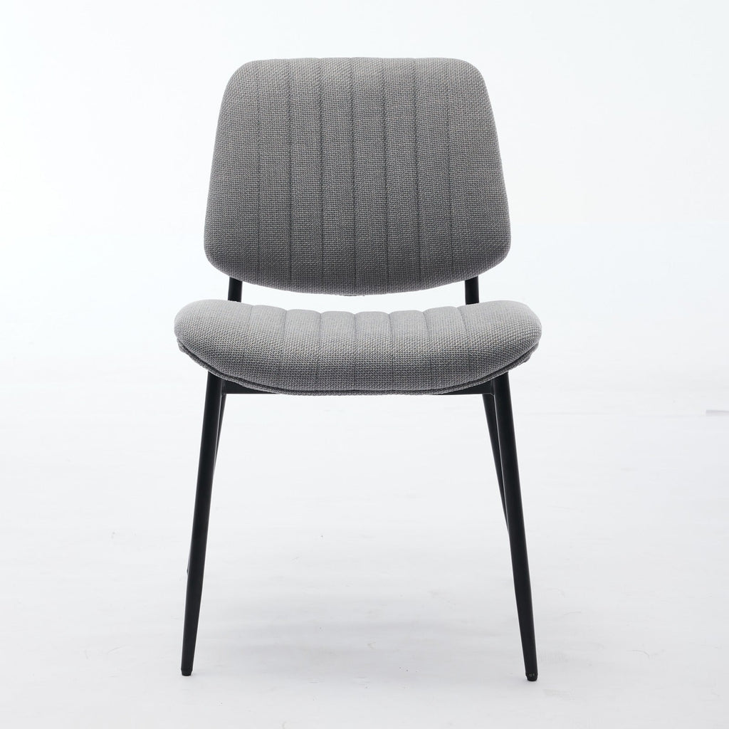 2-piece retro linen chair set with curved wooden backrest, cushioned seat, adjustable metal legs, (gray linen)