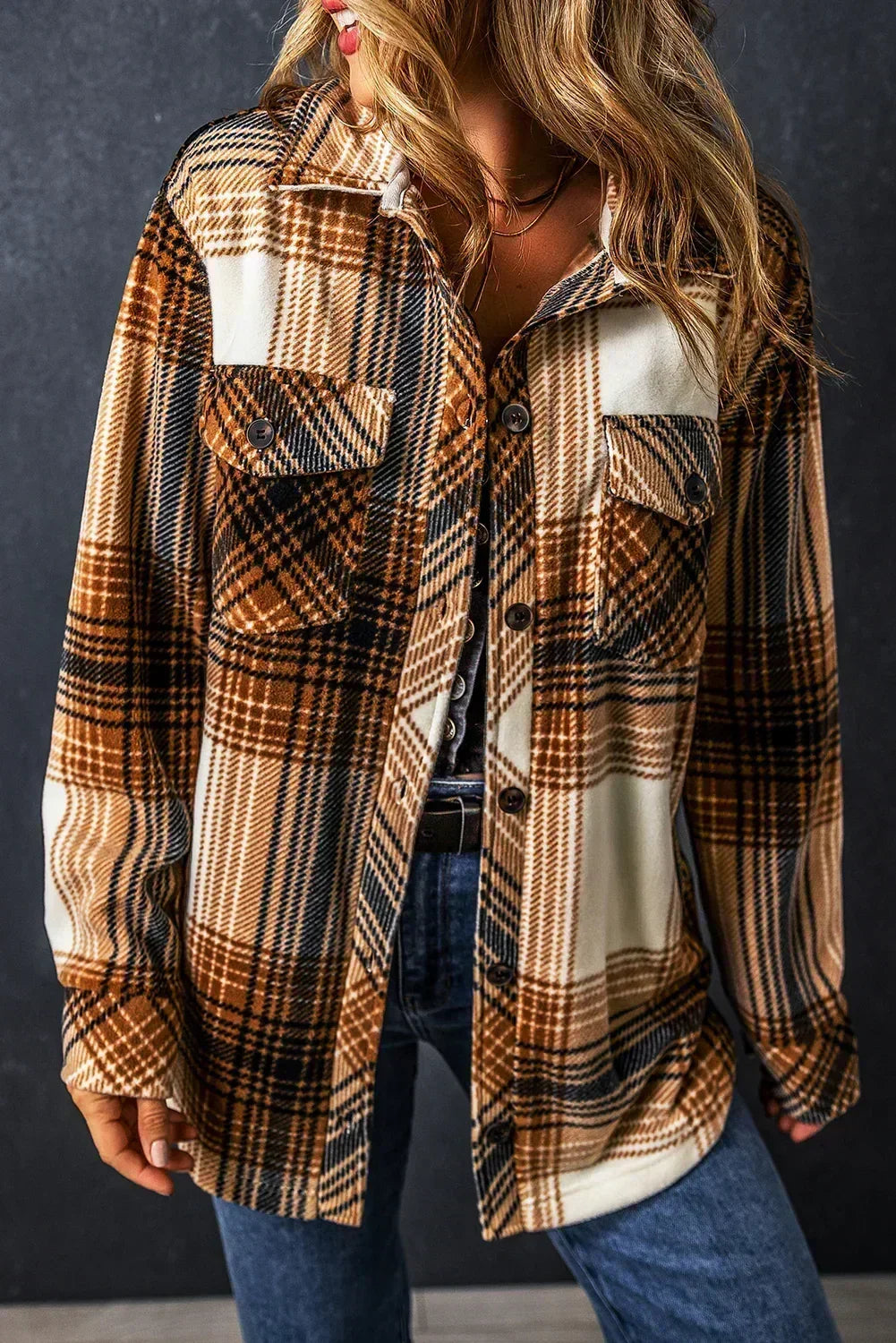 Multicolor Plaid Print Flap Pocket Shacket – Femstylo