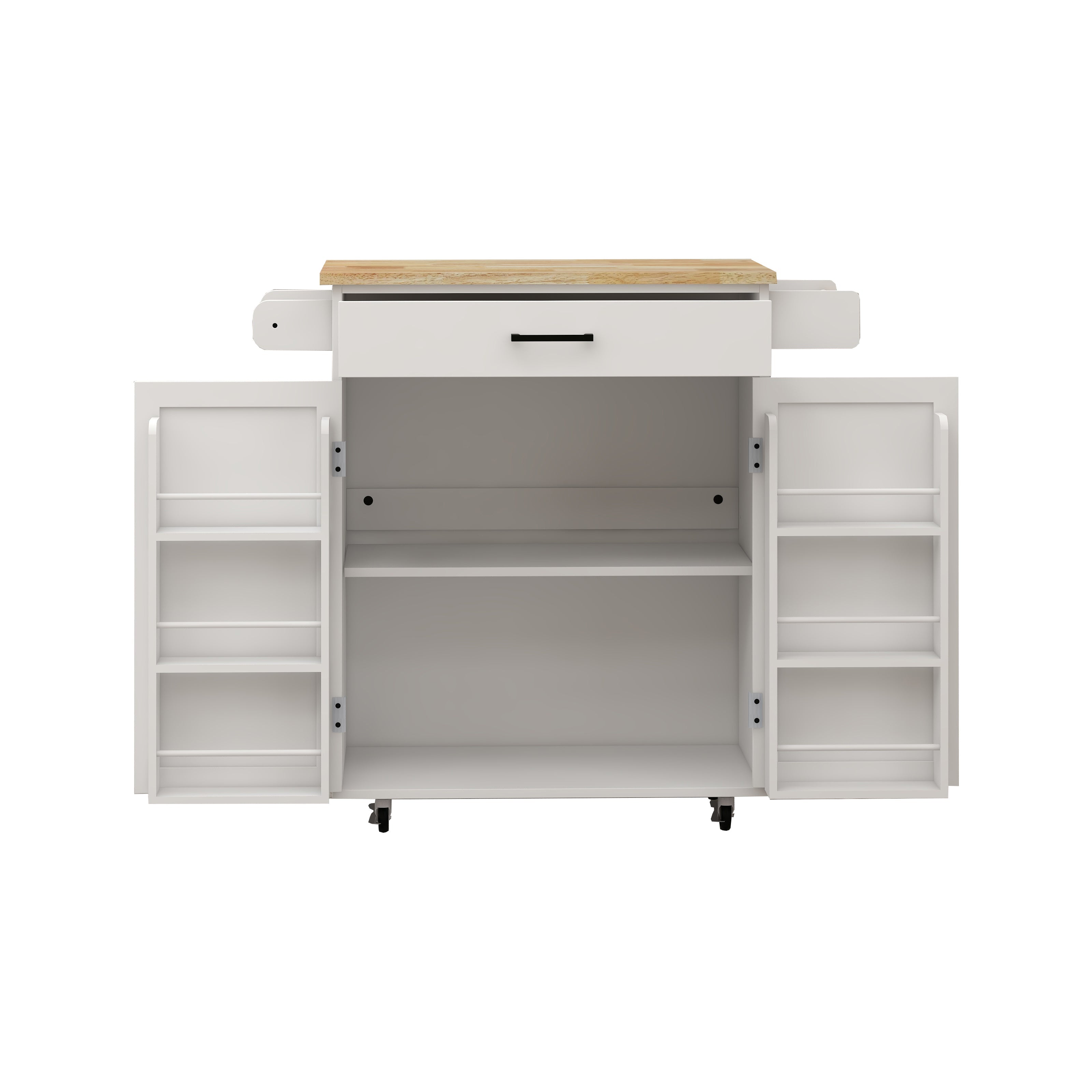 Kitchen island rolling trolley cart with 1 drawer & 2 doors with storage racks & Adjustable Shelves & towel rack