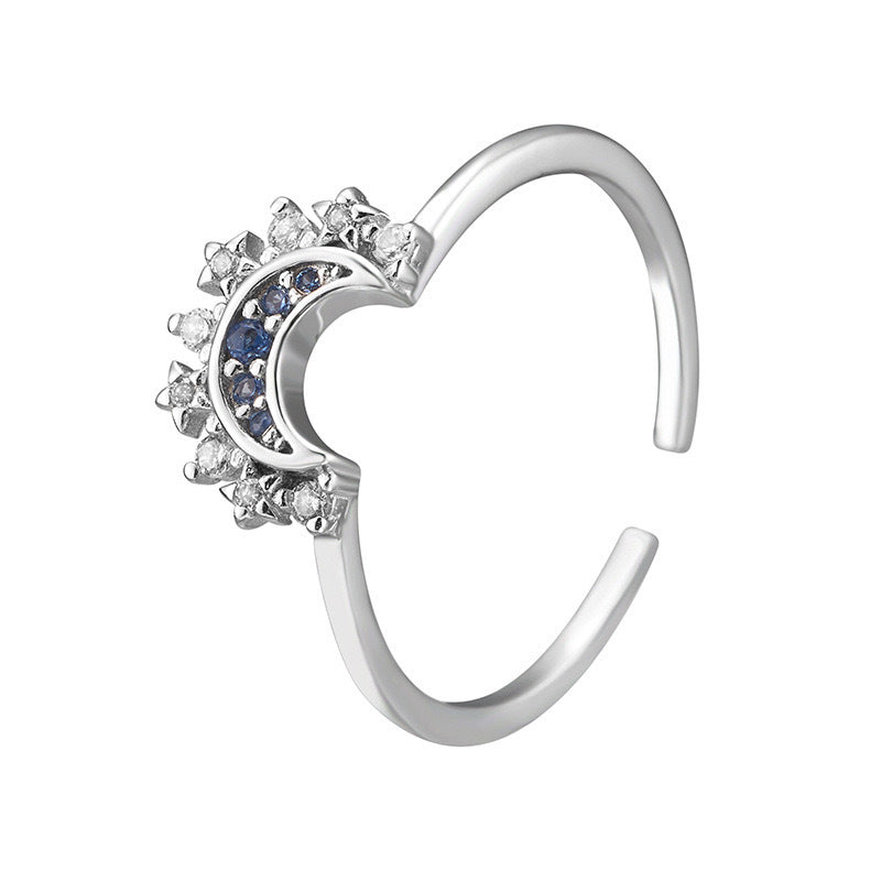 European and American personality simple design sun and moon folding ring female couple ring