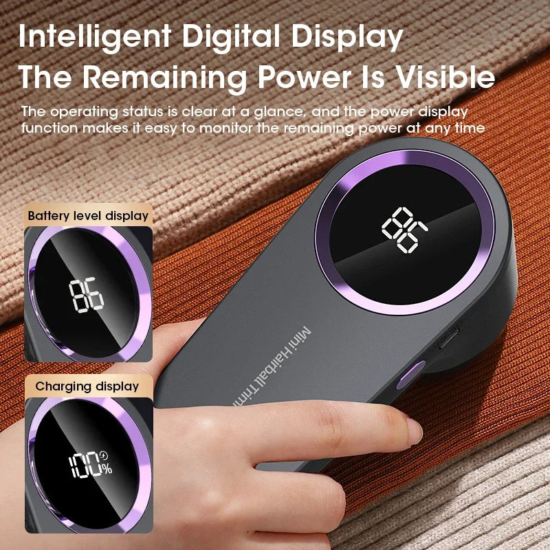 Electric Hairball Trimmer LED Digital Display Fabric Lint Remover USB Charging Portable Professional Lint Remover Household