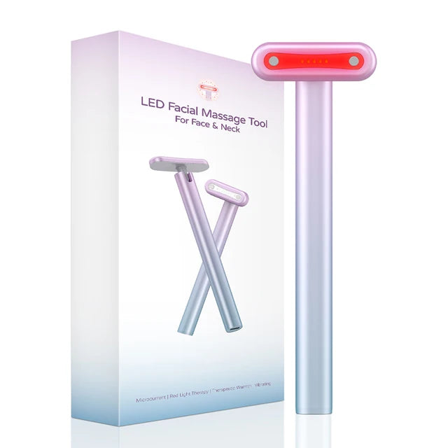 4 in 1 Facial Wand EMS Microcurrent Vibration Warm Red Light Face Lifting Machine Skin Tightening Device Neck Eye Massager Tools