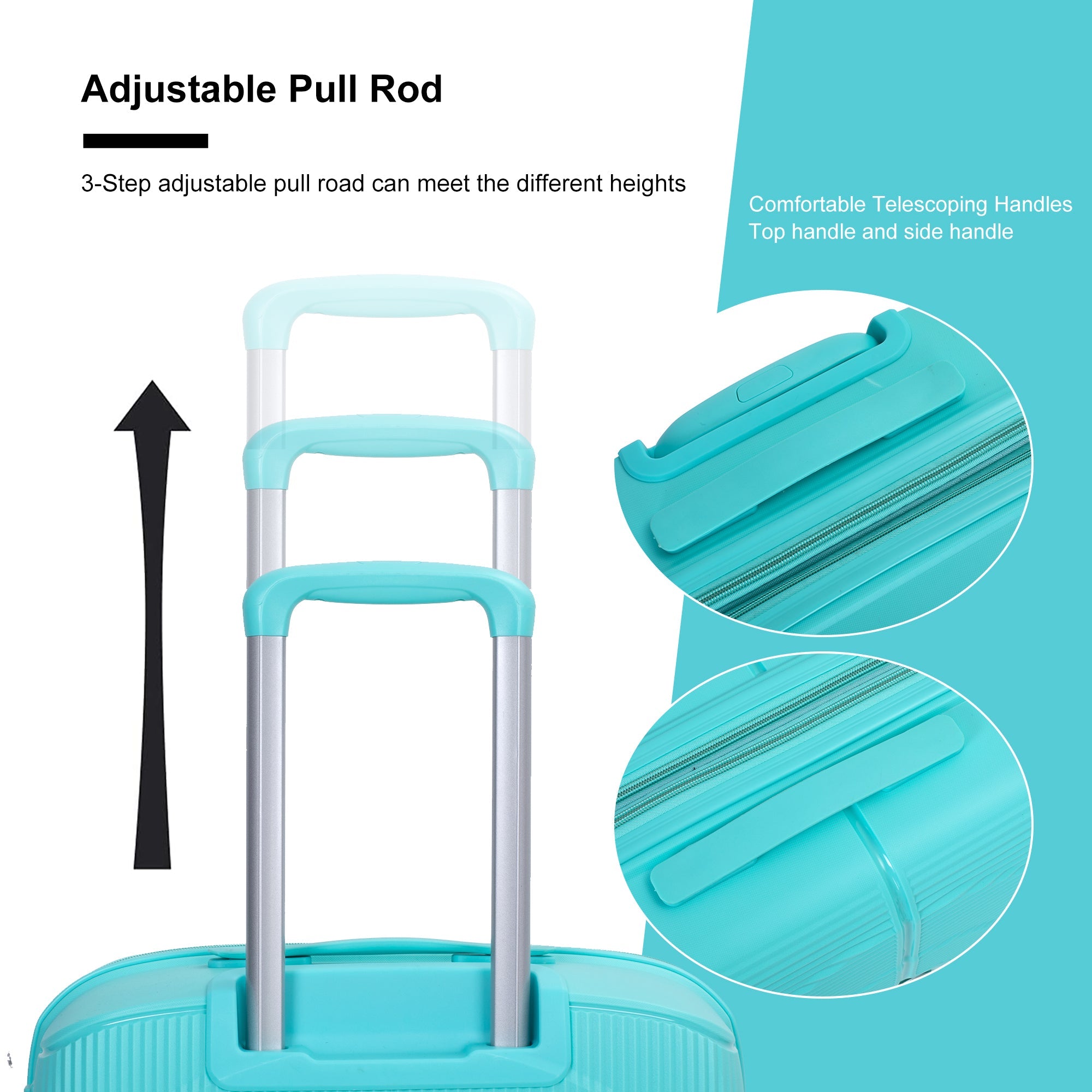 Expandable Hardshell Suitcase Double Spinner Wheels PP Luggage Sets Lightweight Durable 3-Piece Set (20/24/28) , Lake Blue