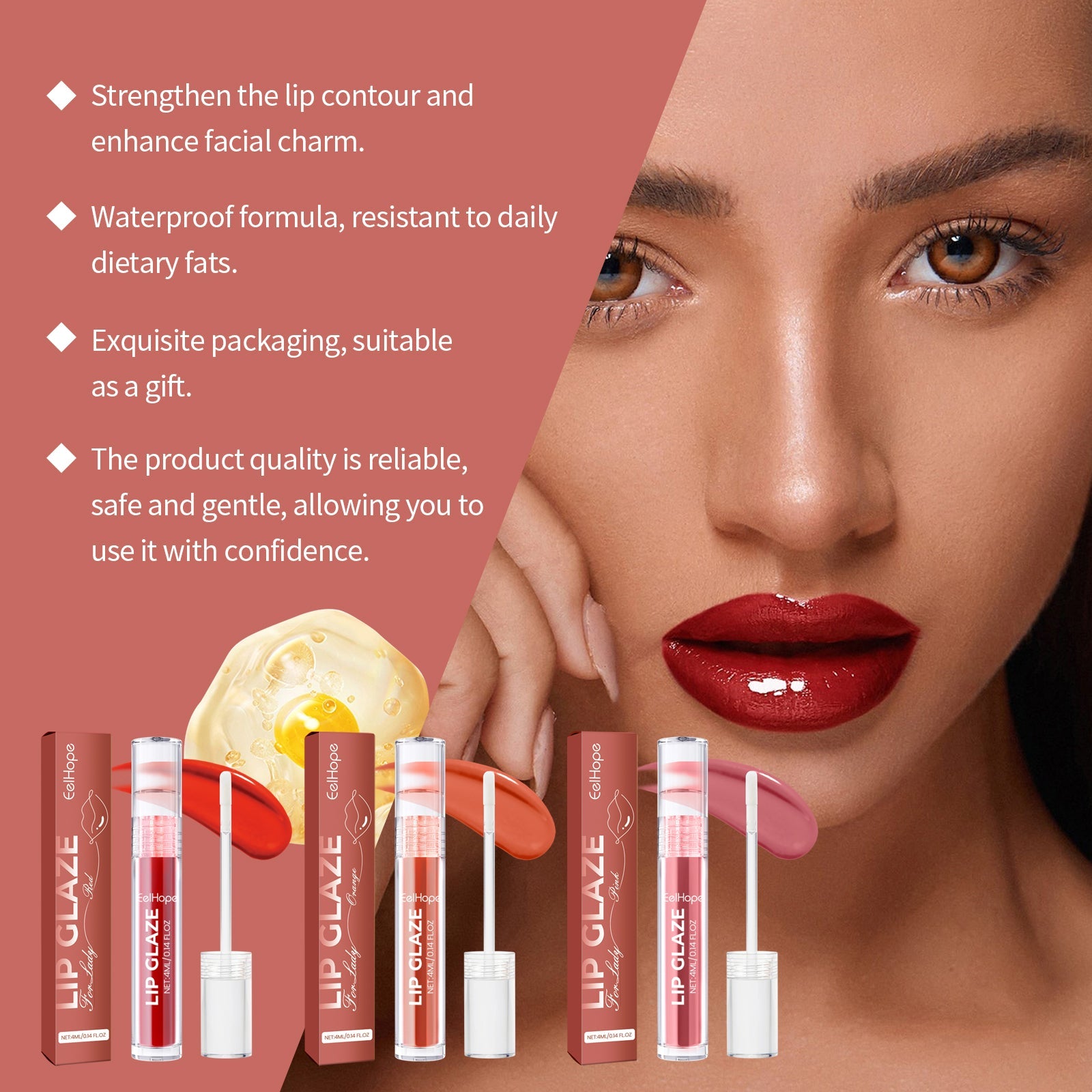 Lip Glaze Lip Moisturizing Color Bright Color Lasting Non-Fading Non-Stick Cup Portable Moisturizing Lip Glaze