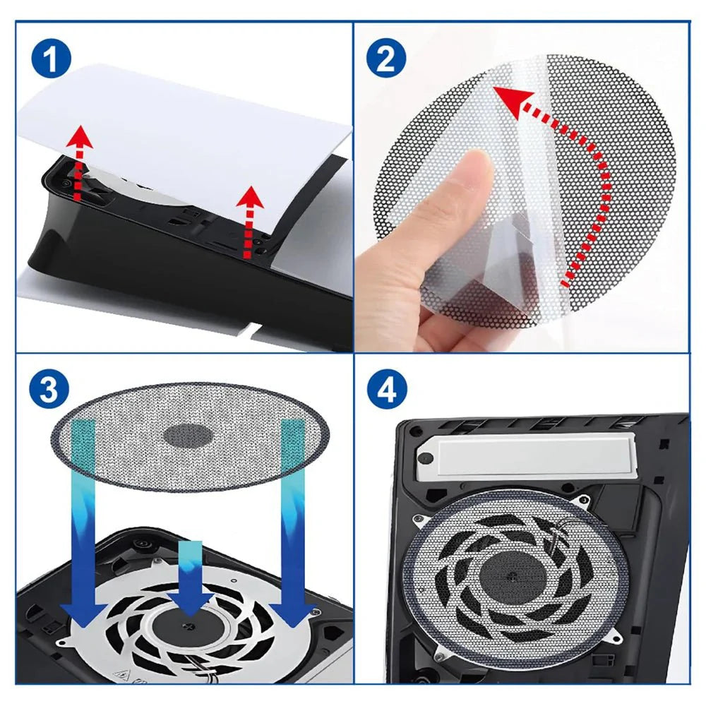 4PCS Dust Filter Kit for PS5 Slim | Heatsink Fan Vent Covers with Cooling Mesh