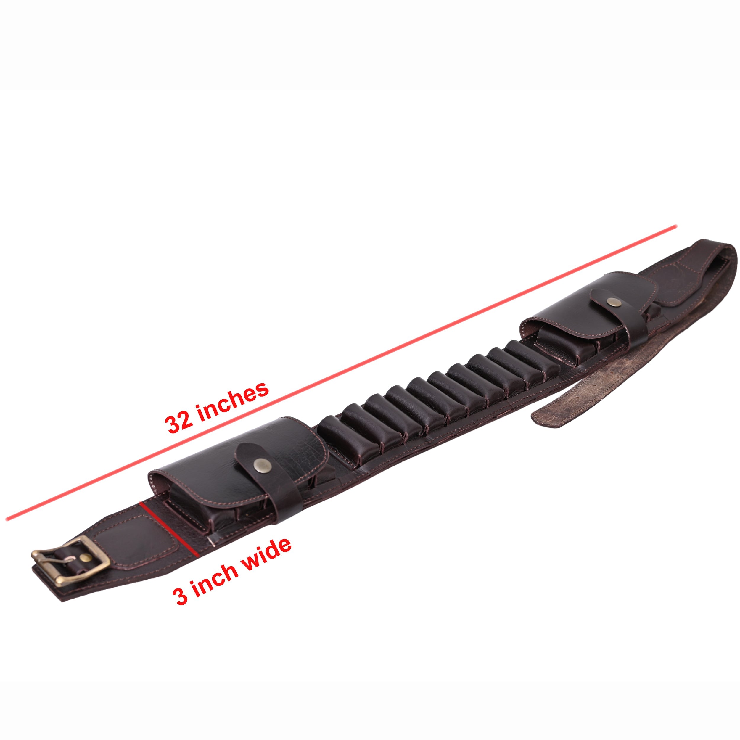 Cowhide Leather Shotshell Bandolier Cartridge Belt Two Flap Ammunition Carrier