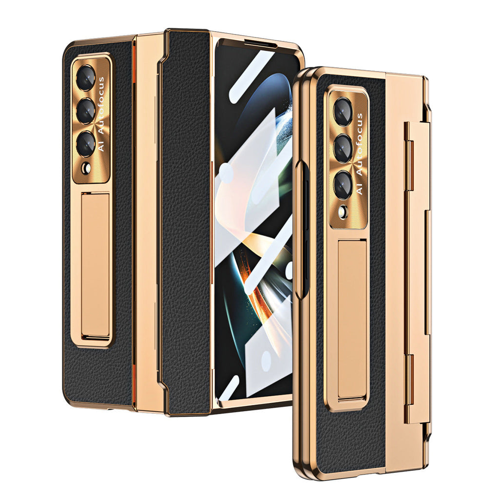 Samsung zfold 5 phone case FOLD4 folding screen flat hinge plain leather all inclusive anti fall protective case W22 is suitable