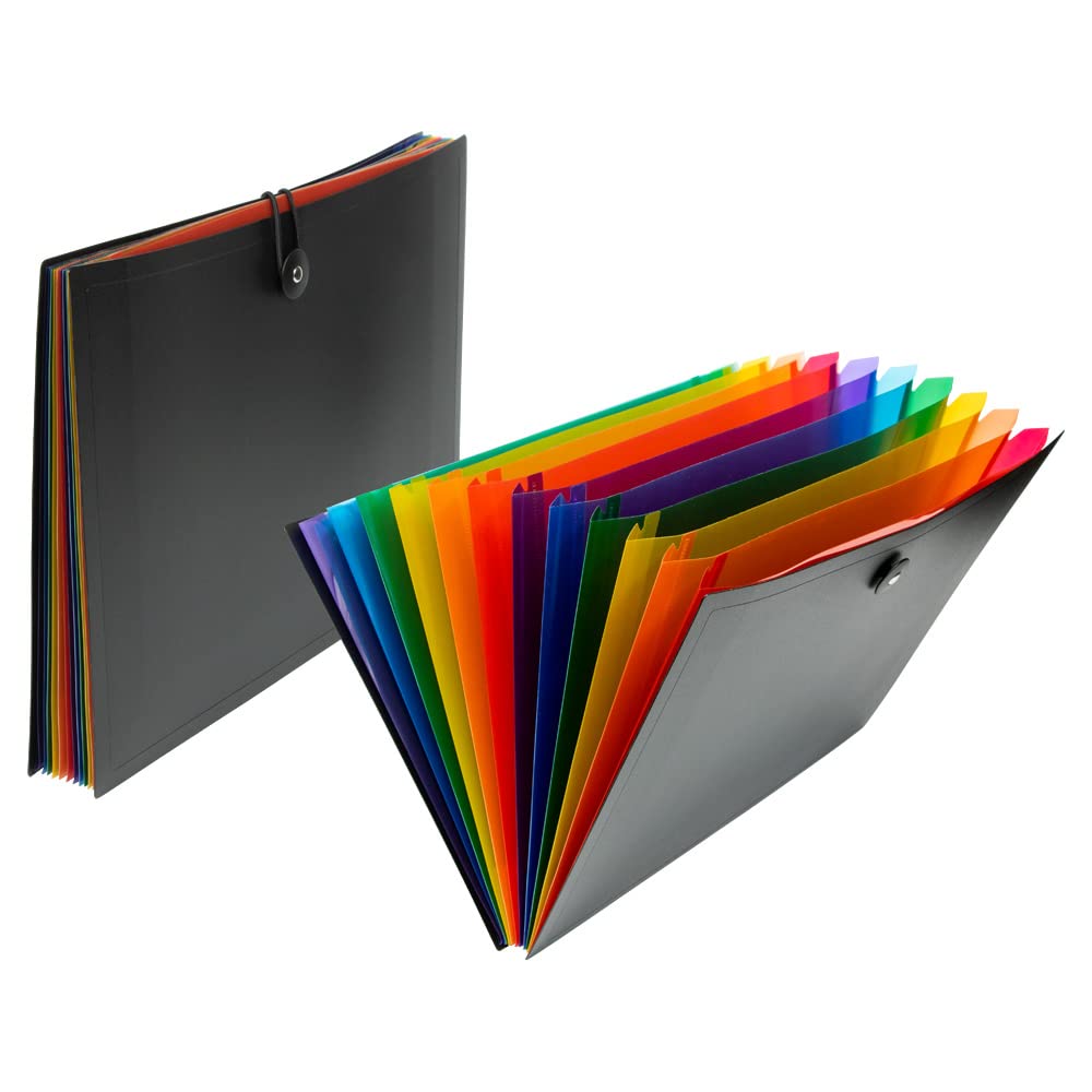 JAM PAPER Accordion Folder 12 Pocket Expanding File Letter Size Black