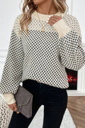 Black Colorblock Bishop Sleeve Knit Sweater