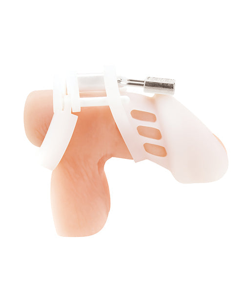 Blue Line Silicone Chastity Cage White