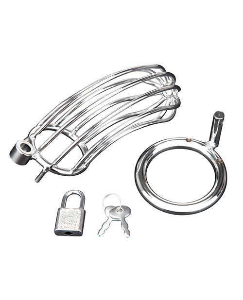 Blue Line Prisoner Cock Cage Silver