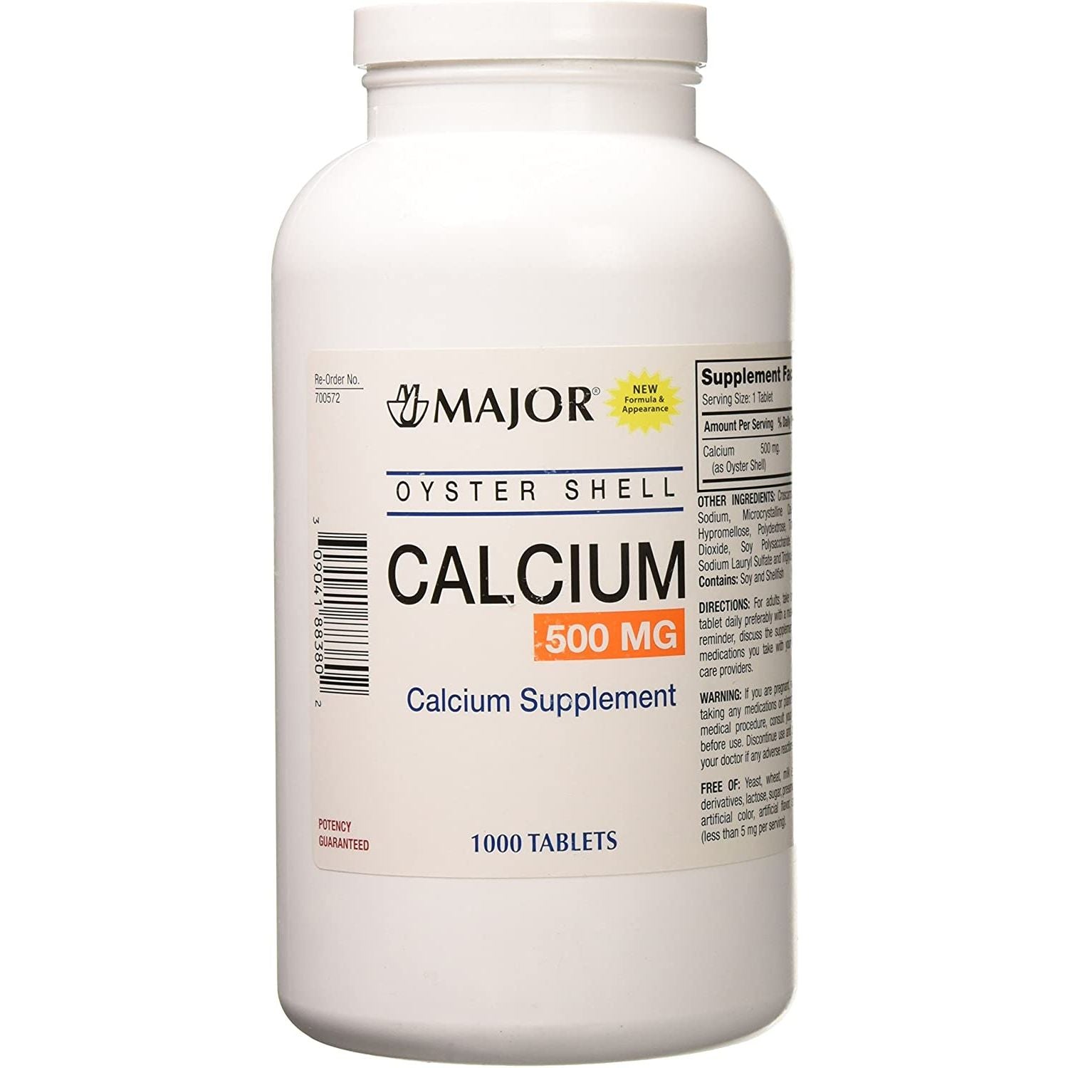 Major Oyster Shell Calcium Supplement – 500mg, 1000 Tablets