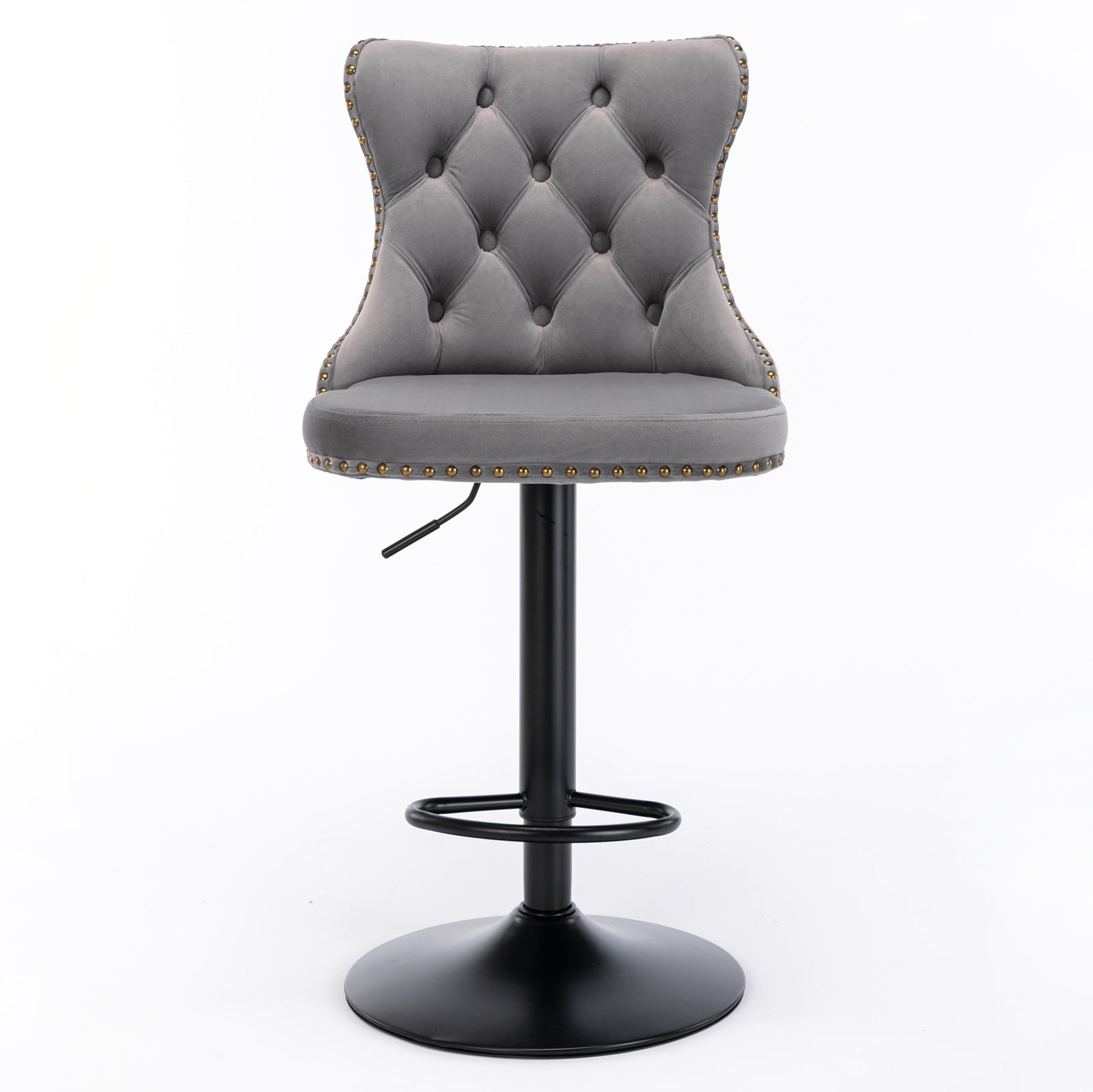Gray,Set of 2 25-33 Inch,17.7 inch base, Modern Upholstered Bar Stools with Backs Comfortable Tufted for Home Pub and Kitchen