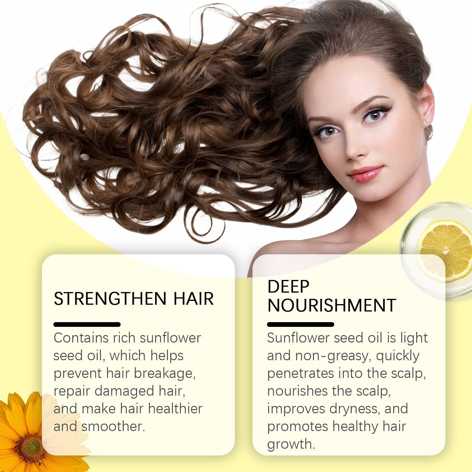 Sunflower Oil Hair Care Essential Oil Moisturizes, Prevents Frizz And Nourishes Hair Care Essential Oil Softens And Repairs Hair Roots