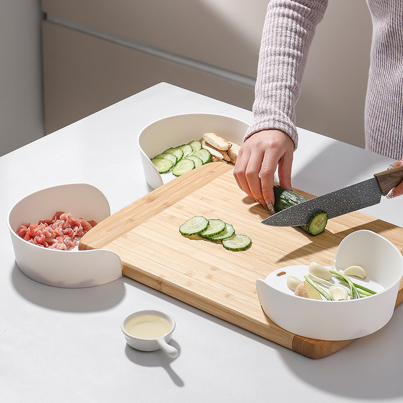 Vegetable board corner storage stir fry and side dish plate round white vegetable preparation plate