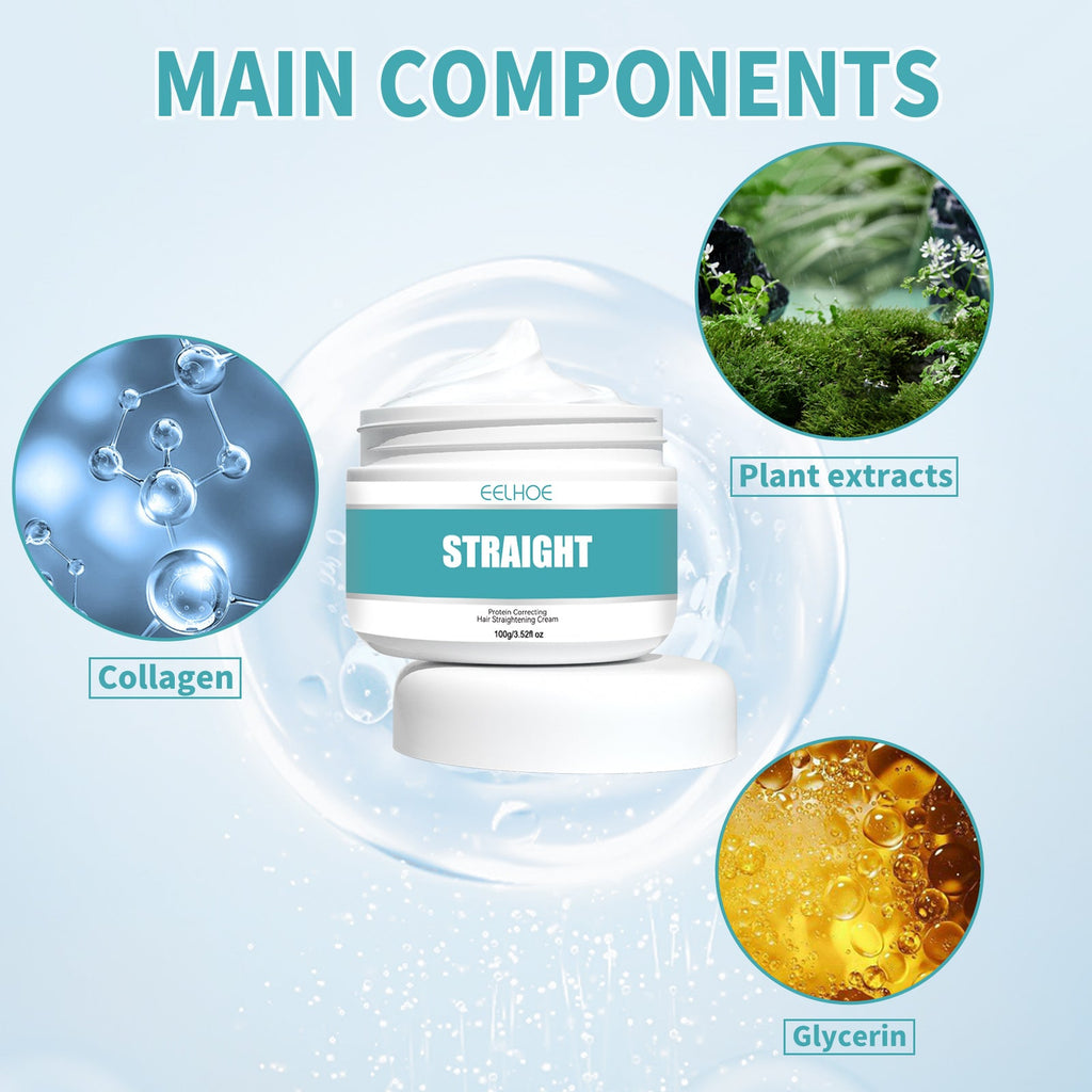 Collagen Hair Straightening Cream, Repair Damaged Hair To Smooth Frizz And Split Free Smoothing Cream