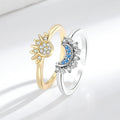 European and American personality simple design sun and moon folding ring female couple ring