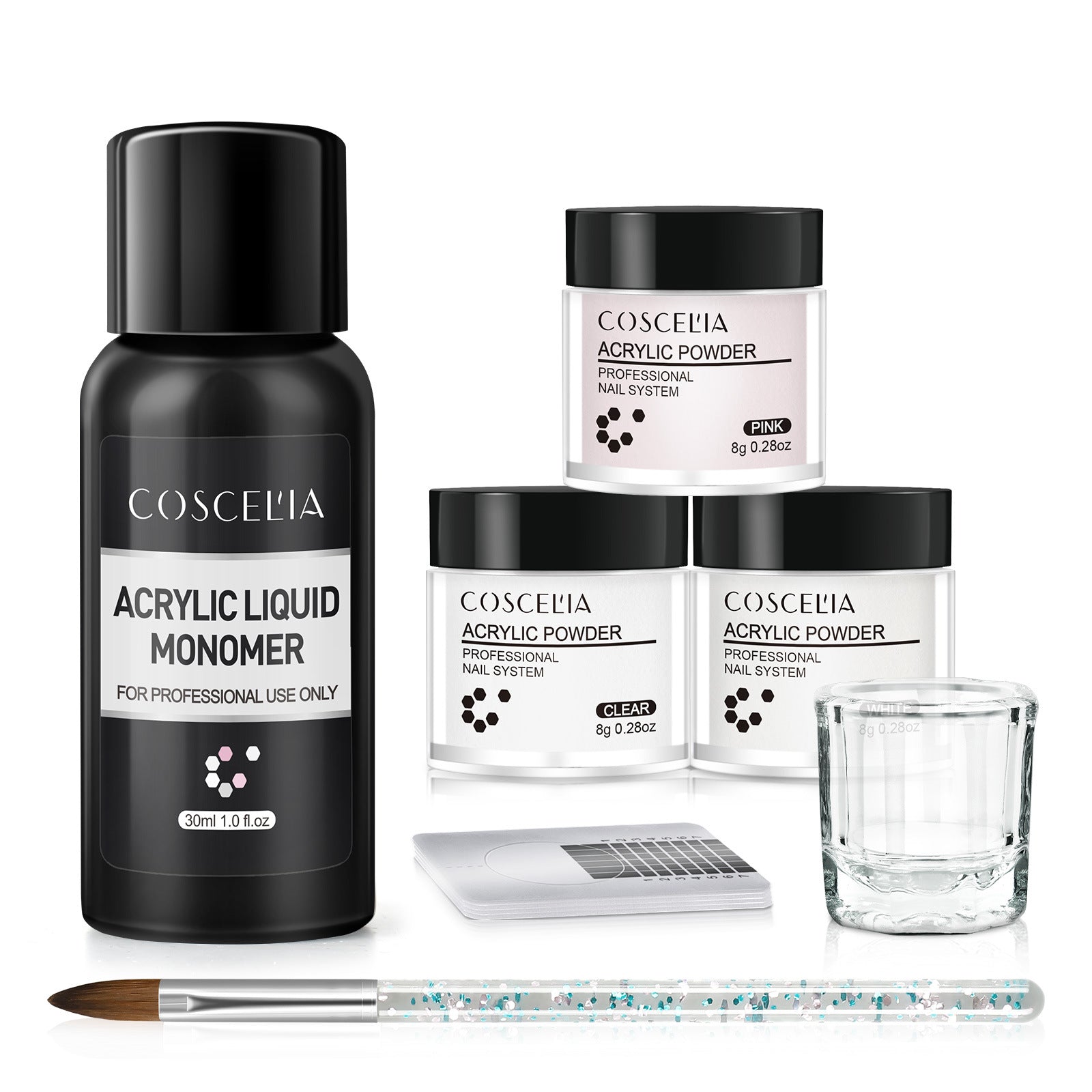COSCELIA Crystal Powder 30ml Crystal Liquid Set Carved Extended Nail Art Beginner Crystal Nail Set