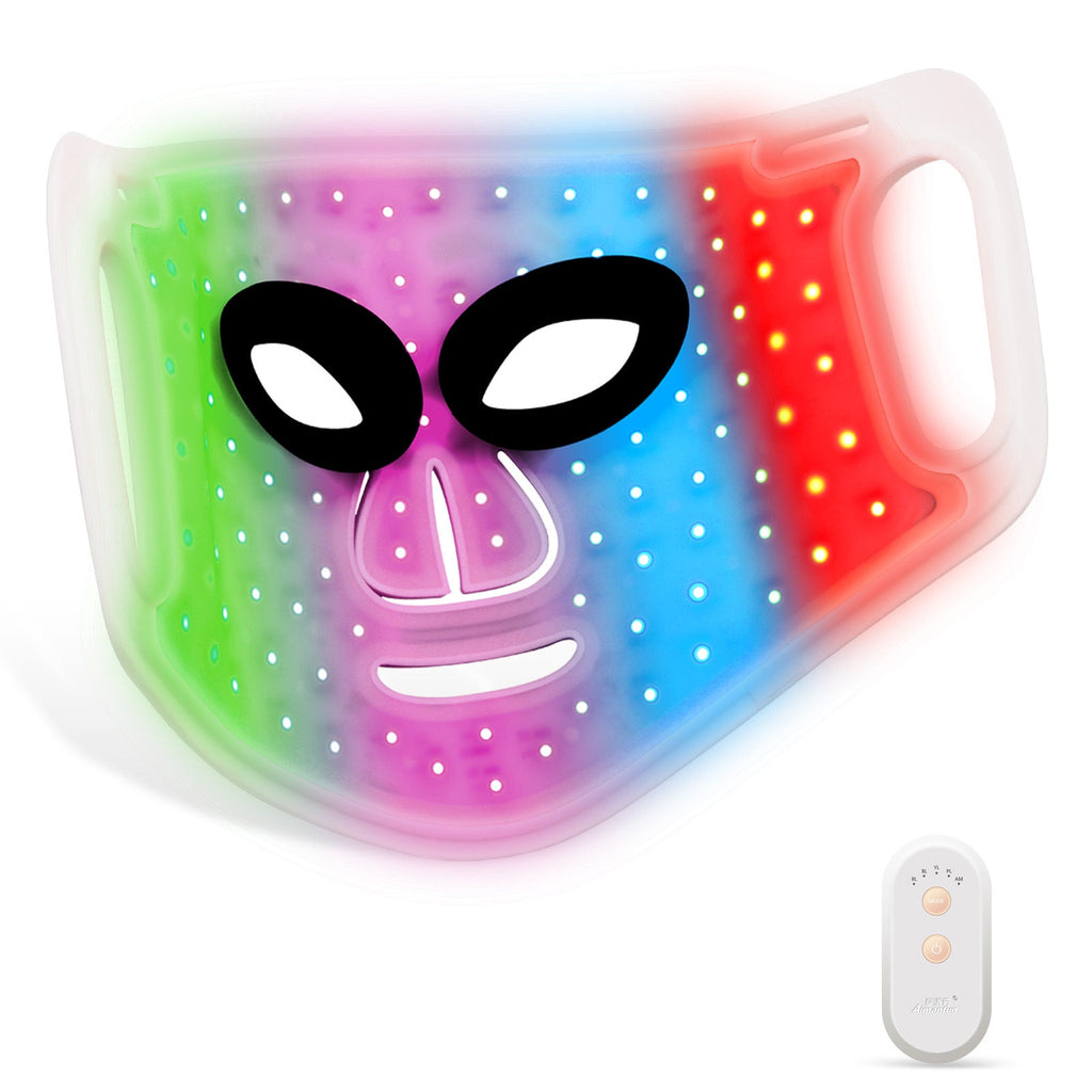 LED Color Light Home Beauty Device with Red, Blue, Green, and Purple Light Mask, 98 Light Beads for Facial Phototherapy Mask