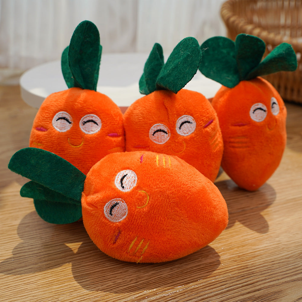 Double Bone Chicken Leg Fruit Carrot Vegetable Pet Dog Cat Plush Squeaky Durable Chew Toy Supplies
