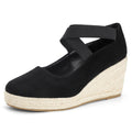 Lotgnimry Womens Espadrilles Sandals Closed Toe Wedge G-black/Suede US 6