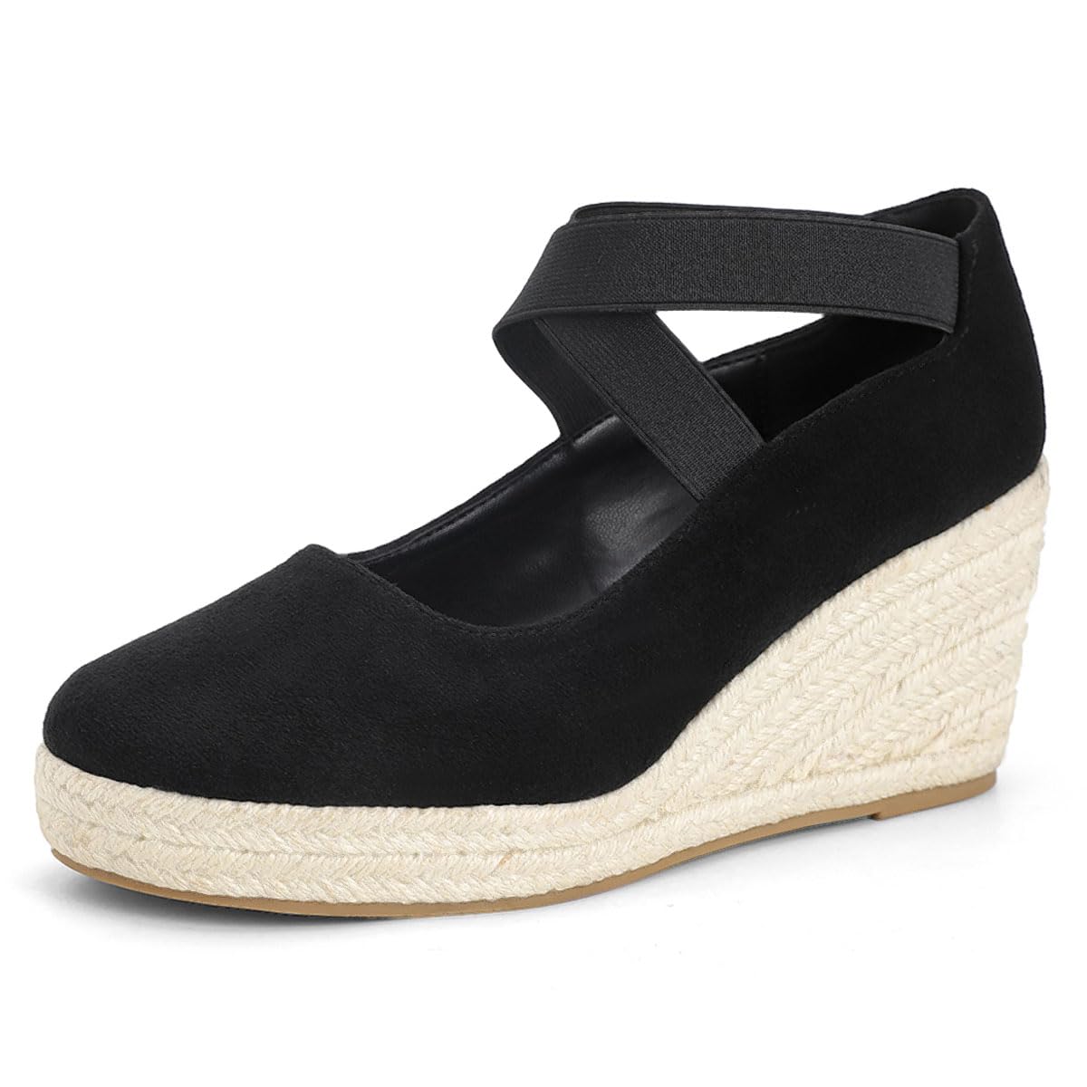 Lotgnimry Womens Espadrilles Sandals Closed Toe Wedge G-black/Suede US 6