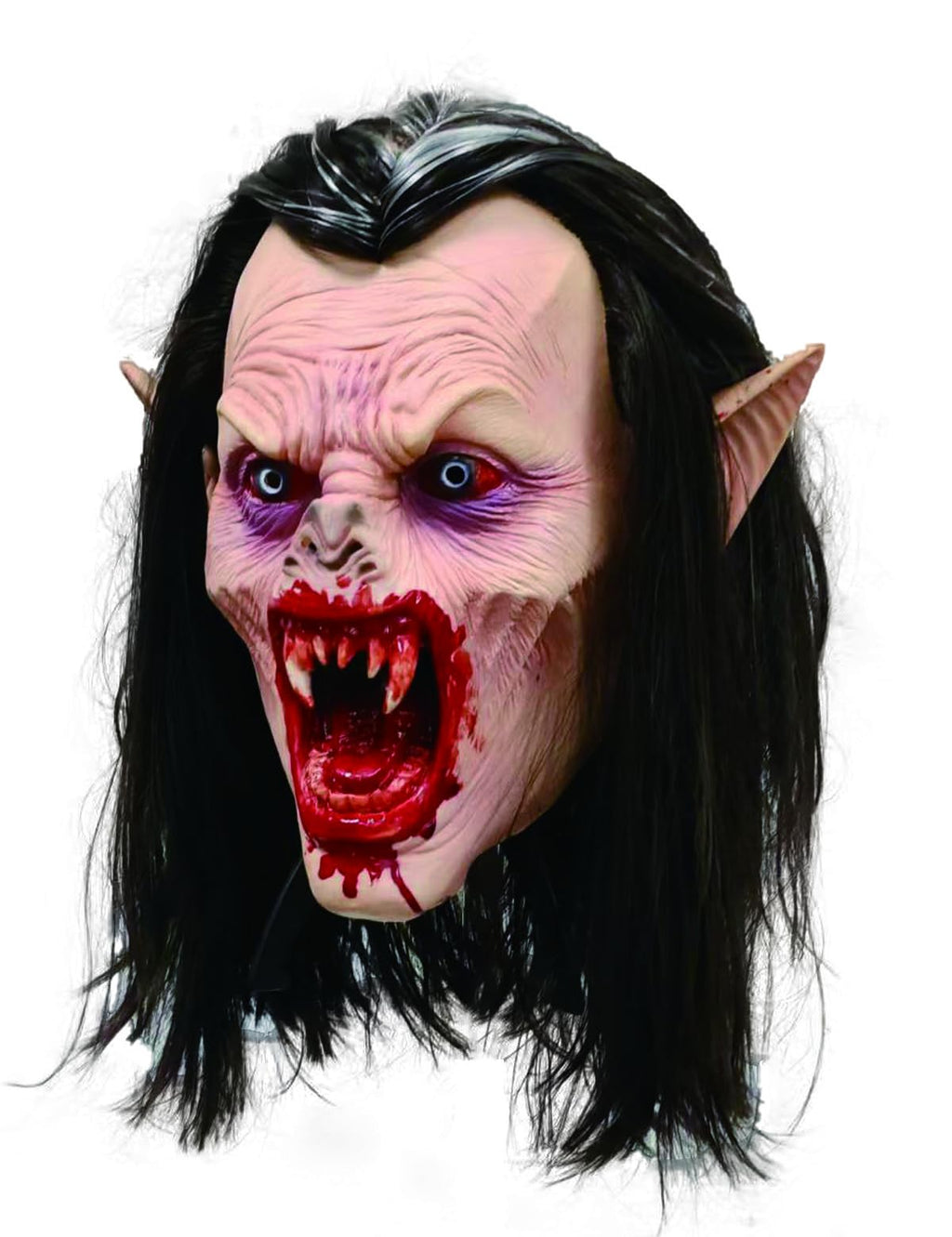 AYOOTY Brown Long Hair Vampire Mask Rubber Halloween Unisex Size