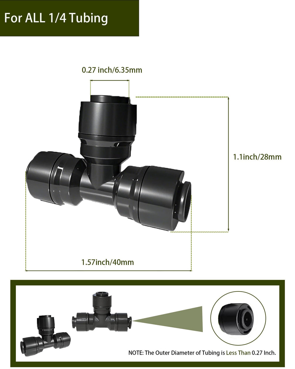 30 Pack 1/4 Inch Drip Irrigation Tee Connectors Quick Connect Garden Fittings