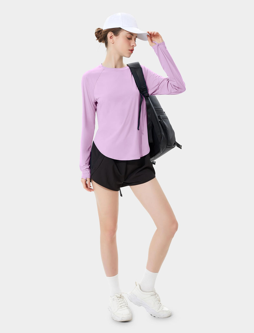addigi Women's UPF 50+ Sun Shirt Long Sleeve Lightweight Light Purple Size L