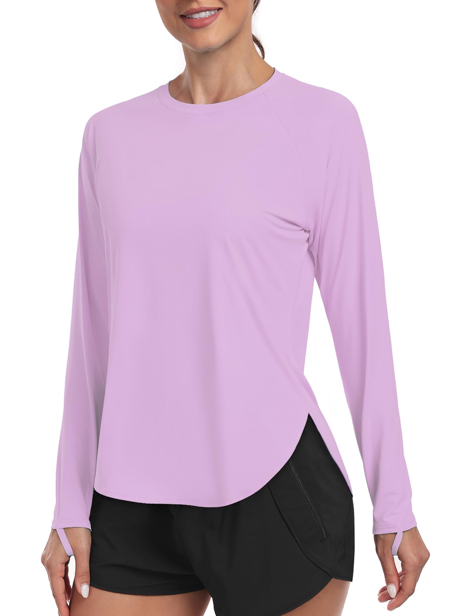 addigi Women's UPF 50+ Sun Shirt Long Sleeve Lightweight Light Purple Size L