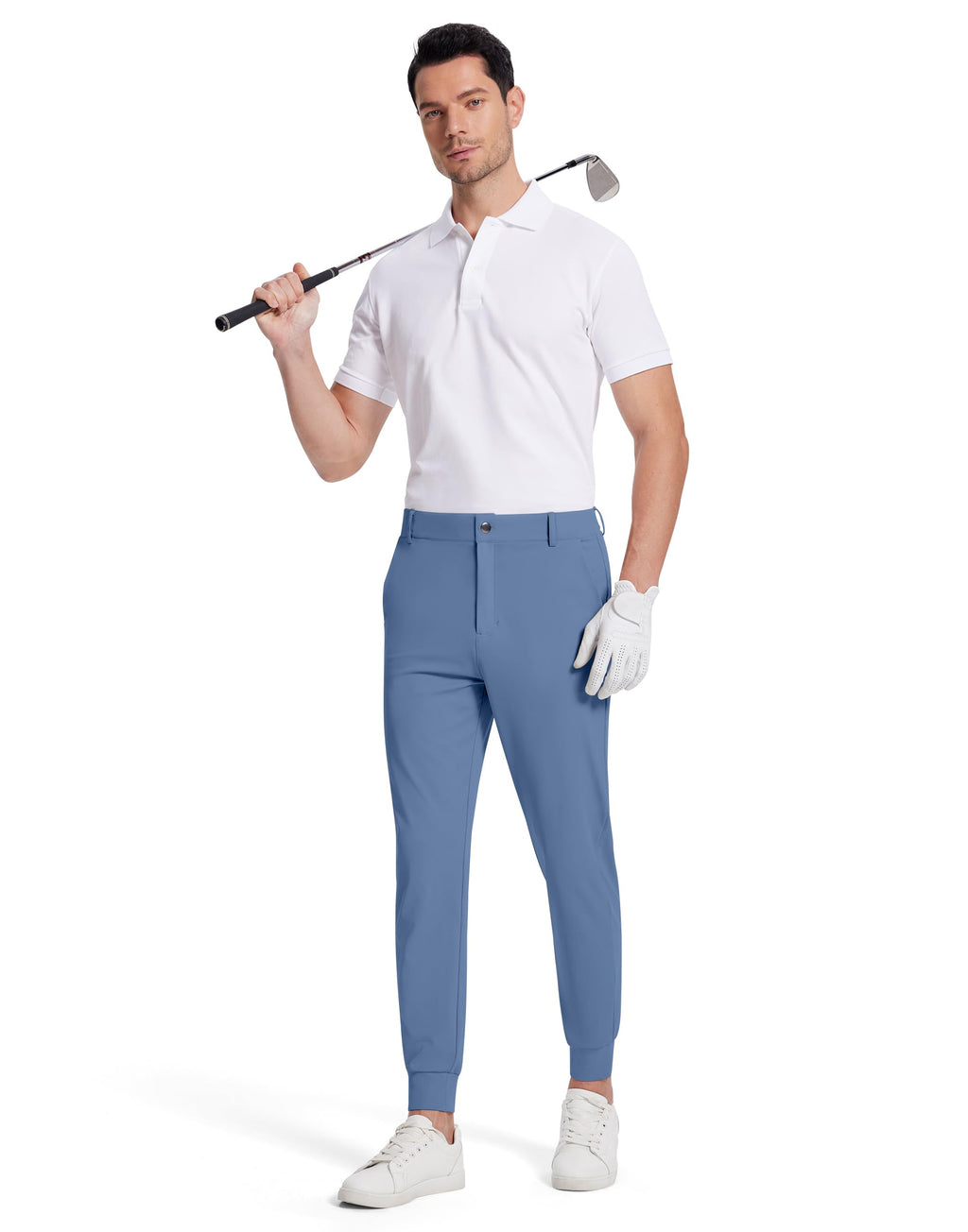 SERAMY Men's Golf Joggers Slim Fit Stretch Pants 5 Pockets Slate Blue Size XL