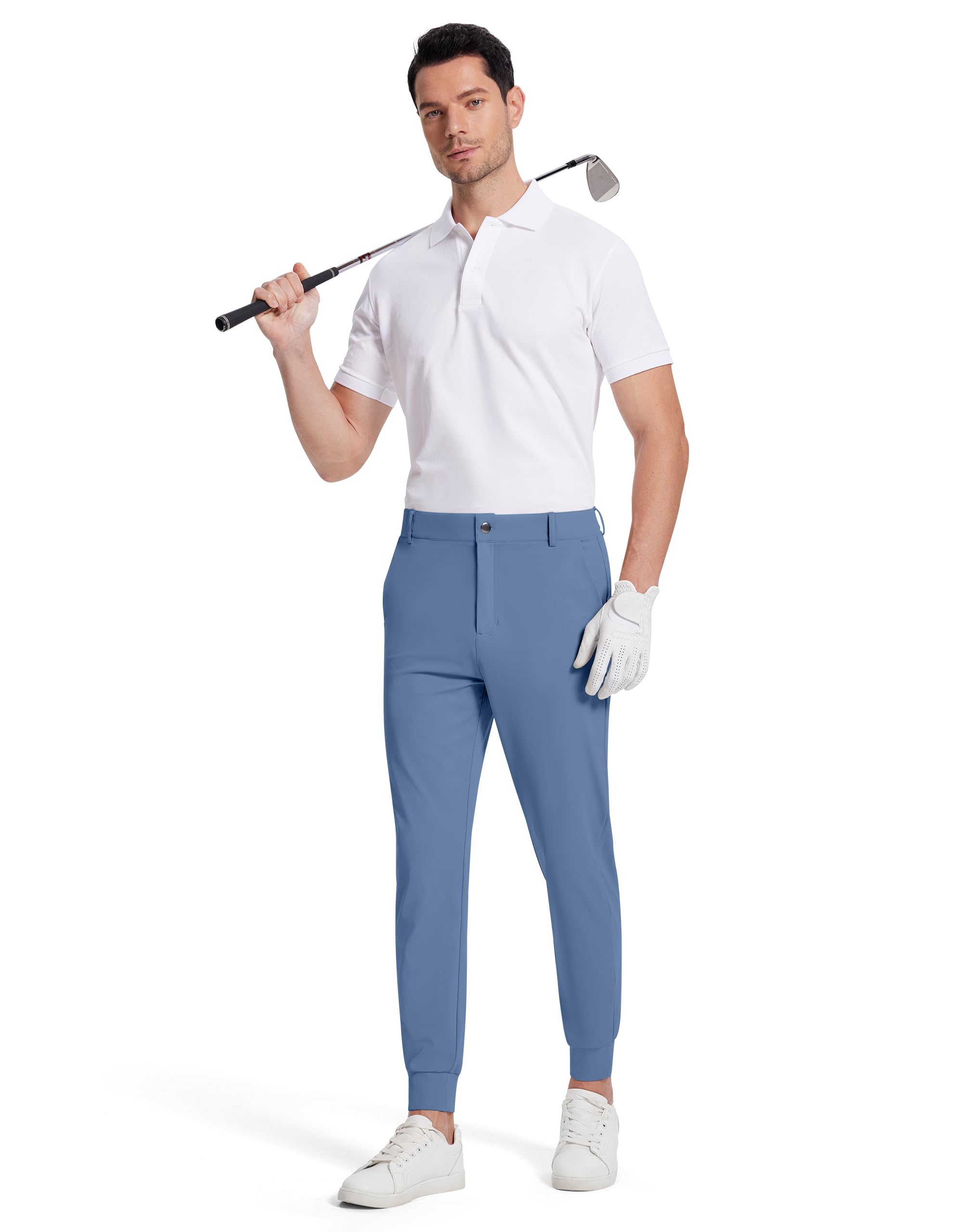 SERAMY Men's Golf Joggers Slim Fit Stretch Pants 5 Pockets Slate Blue Size XL
