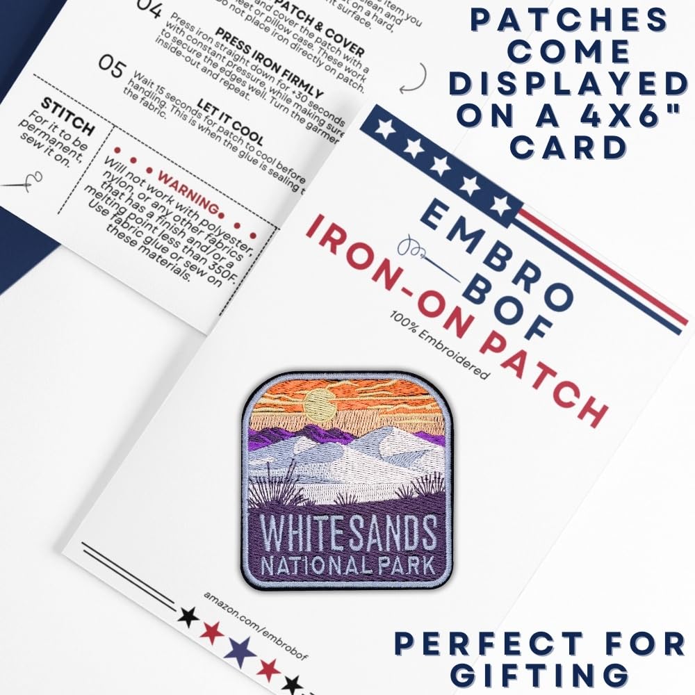 EMBRO BOF White Sands National Park Patch 3.1in Iron On Embroidered