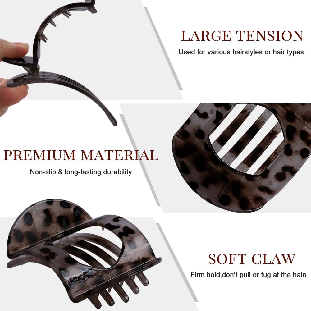 6 Pcs Flat Hair Clips Women Large Claw Clips Strong Hold No Slip Barrettes