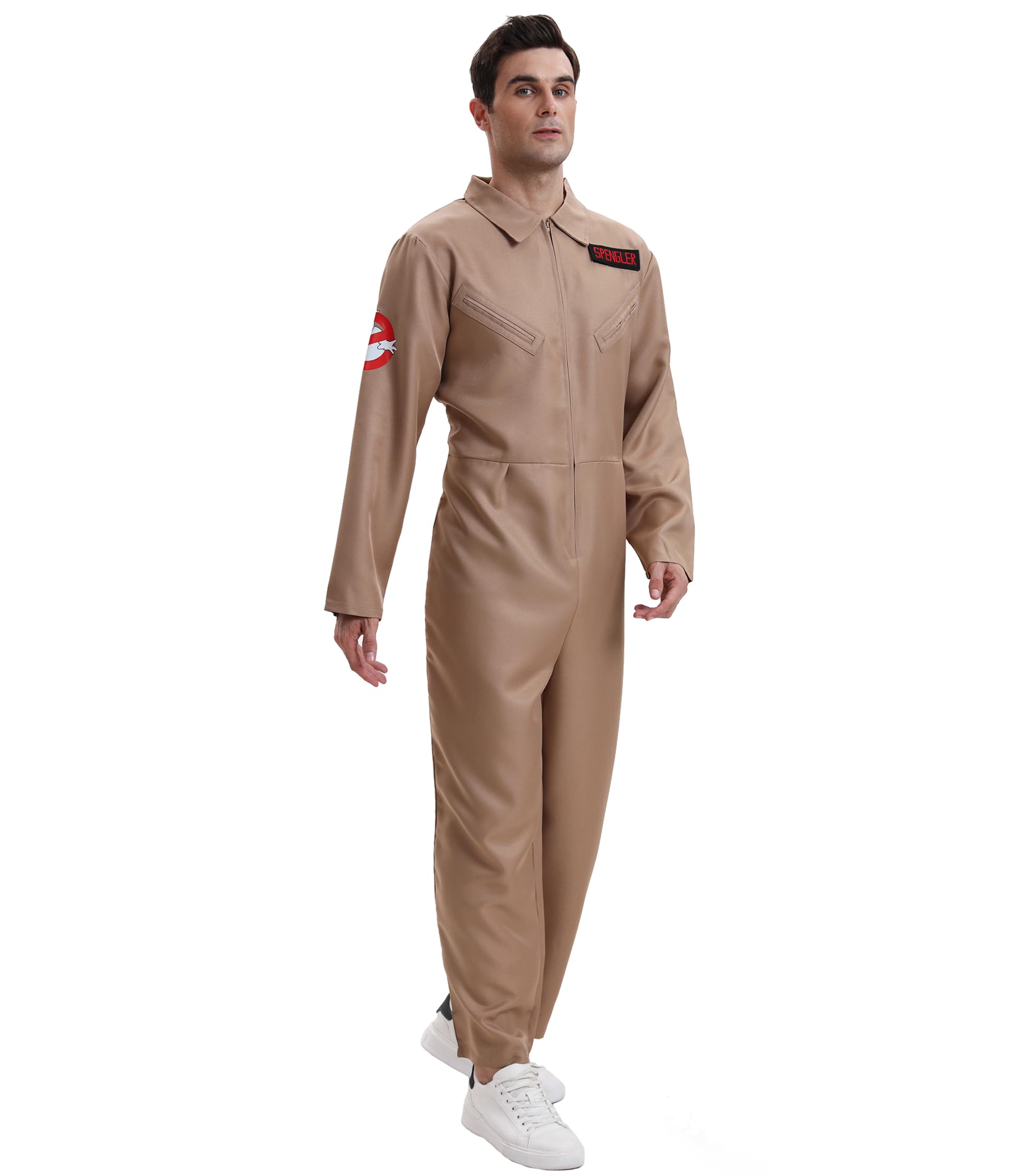 VYXIDEX Men's Deluxe Ghost Movie Busters Halloween Jumpsuit Cosplay Brown Size M