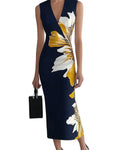 HVT Womens Floral Halter Maxi Dress Sleeveless Bodycon Wedding Guest Party