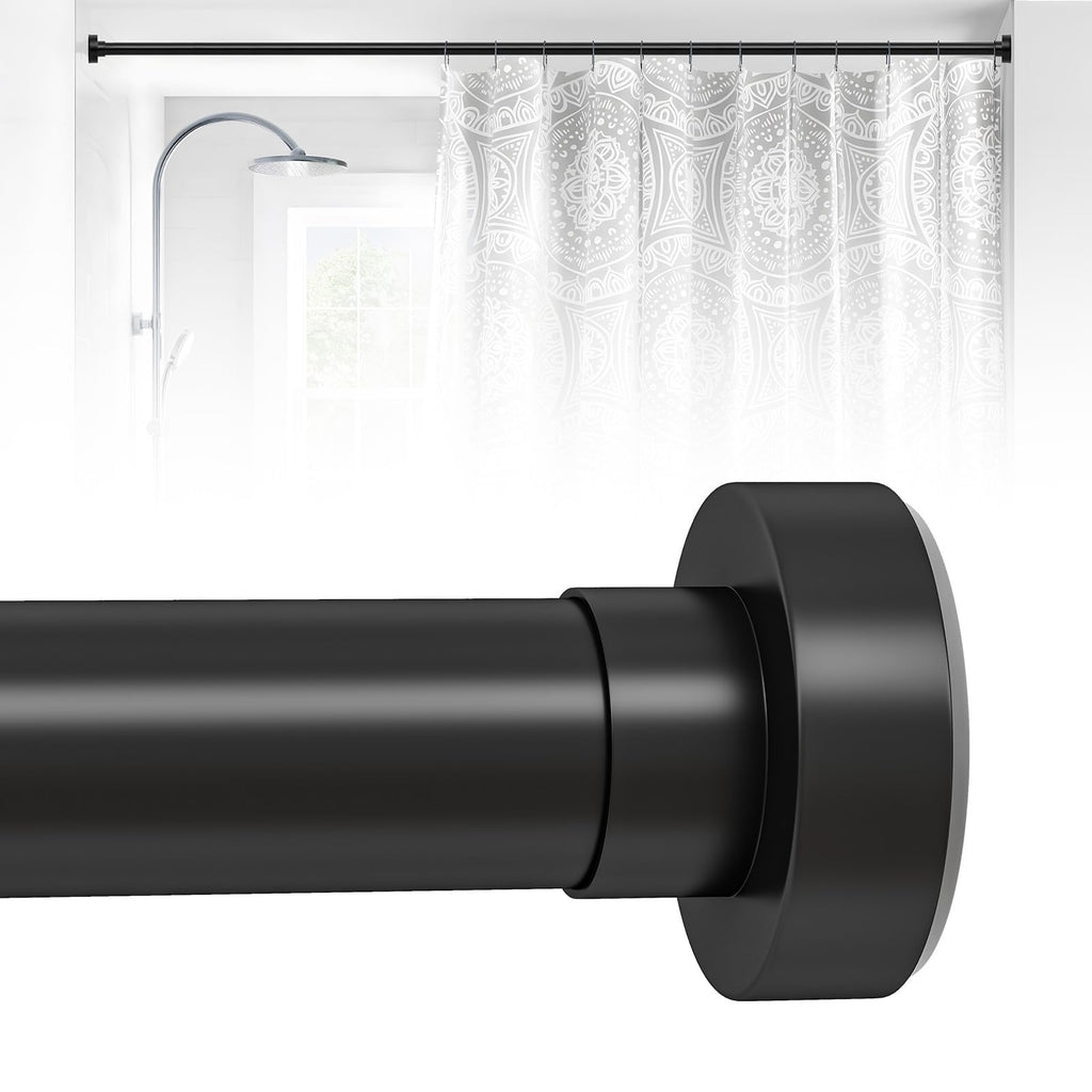 HTZON Adjustable Tension Shower Curtain Rod 34-43in Black Heavy Duty Iron