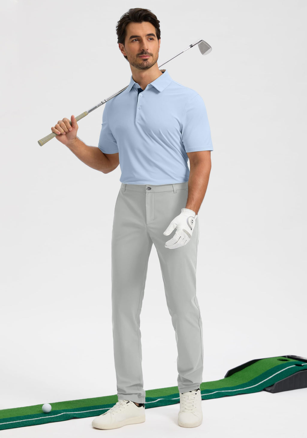 Obla Men's Slim Fit Golf Pants Silver Grey 33W 32L