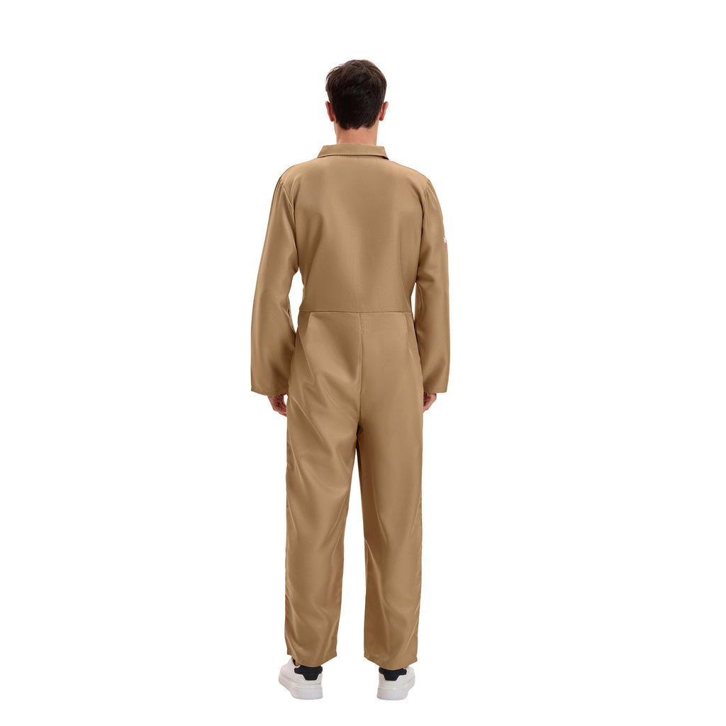 VYXIDEX Men's Deluxe Ghost Movie Busters Halloween Jumpsuit Cosplay Brown Size M