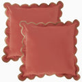 MIKI WELL 16x16in Scalloped Cotton Linen Pillow Covers Set of 2 Grayish Orange