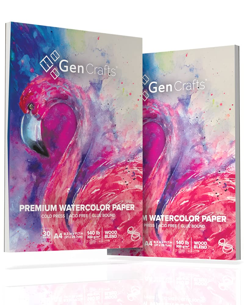 GenCrafts Watercolor Paper Pad A4 60 Sheets 140lb Cold Press Art Sketchbook