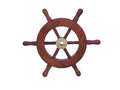 Hampton Nautical Deluxe Wood Brass Decorative Ship Wheel 6 Inch