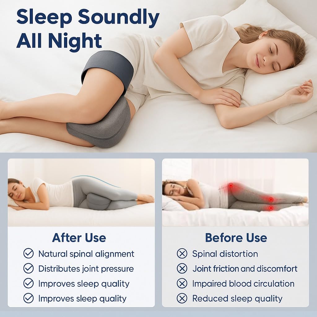 Generic Orthopedic Knee Pillow Memory Foam Side Sleepers Gray 1 Pack