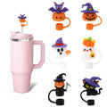LmashRbaiw 6PCS Silicone Ghost Straw Toppers for Stanley Cups Halloween