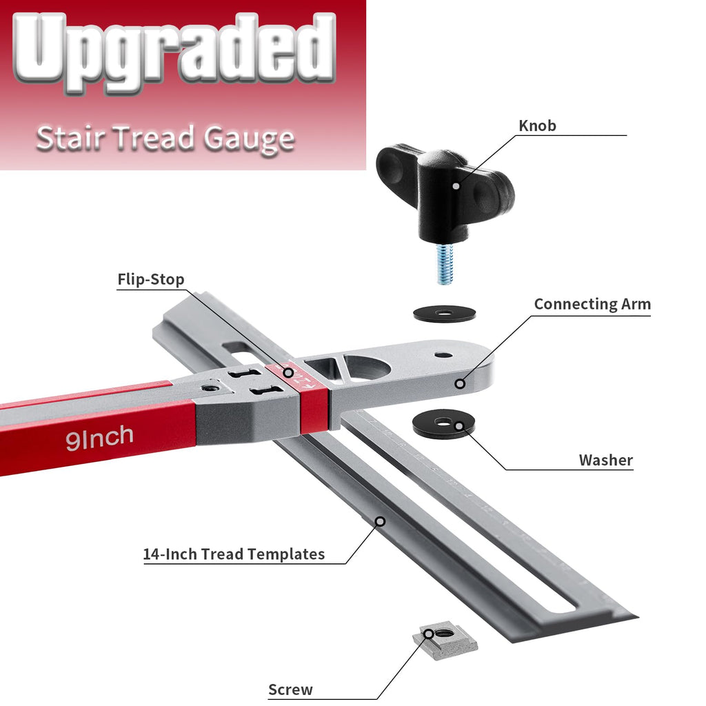 JLYLOL Stair Tread Template Tool Jig Measuring Gauge Angle Guide Red Grey