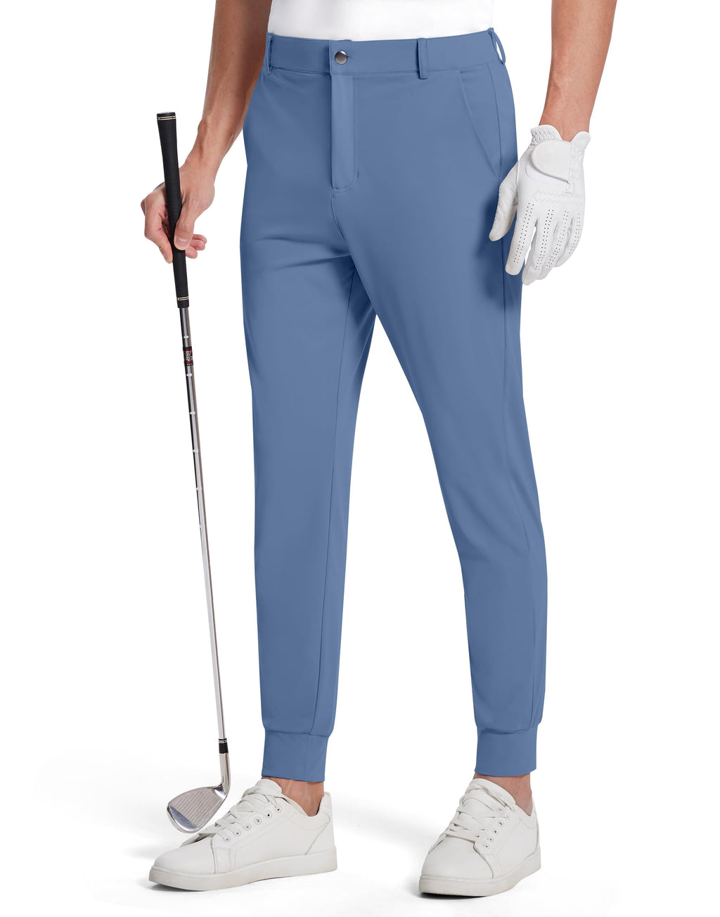 SERAMY Men's Golf Joggers Slim Fit Stretch Pants 5 Pockets Slate Blue Size XL