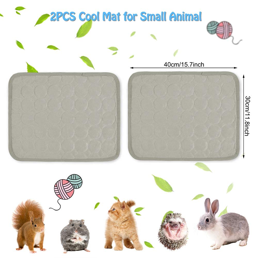 2PCS Summer Cooling Mat for Small Animals Bunny Guinea Pig 15.8x11.8 Grey