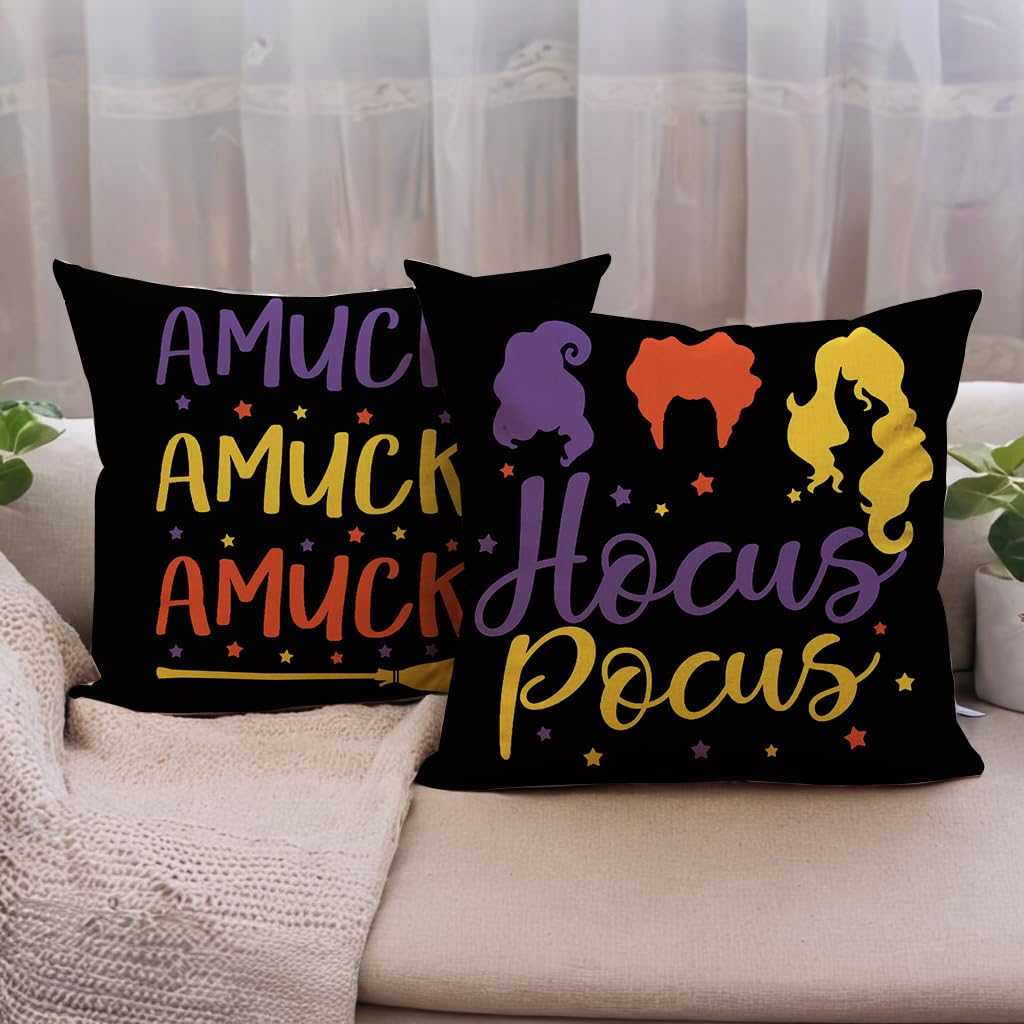 7COLORROOM Halloween Sanderson Sisters Pillow Covers 18x18 Black 4Pack