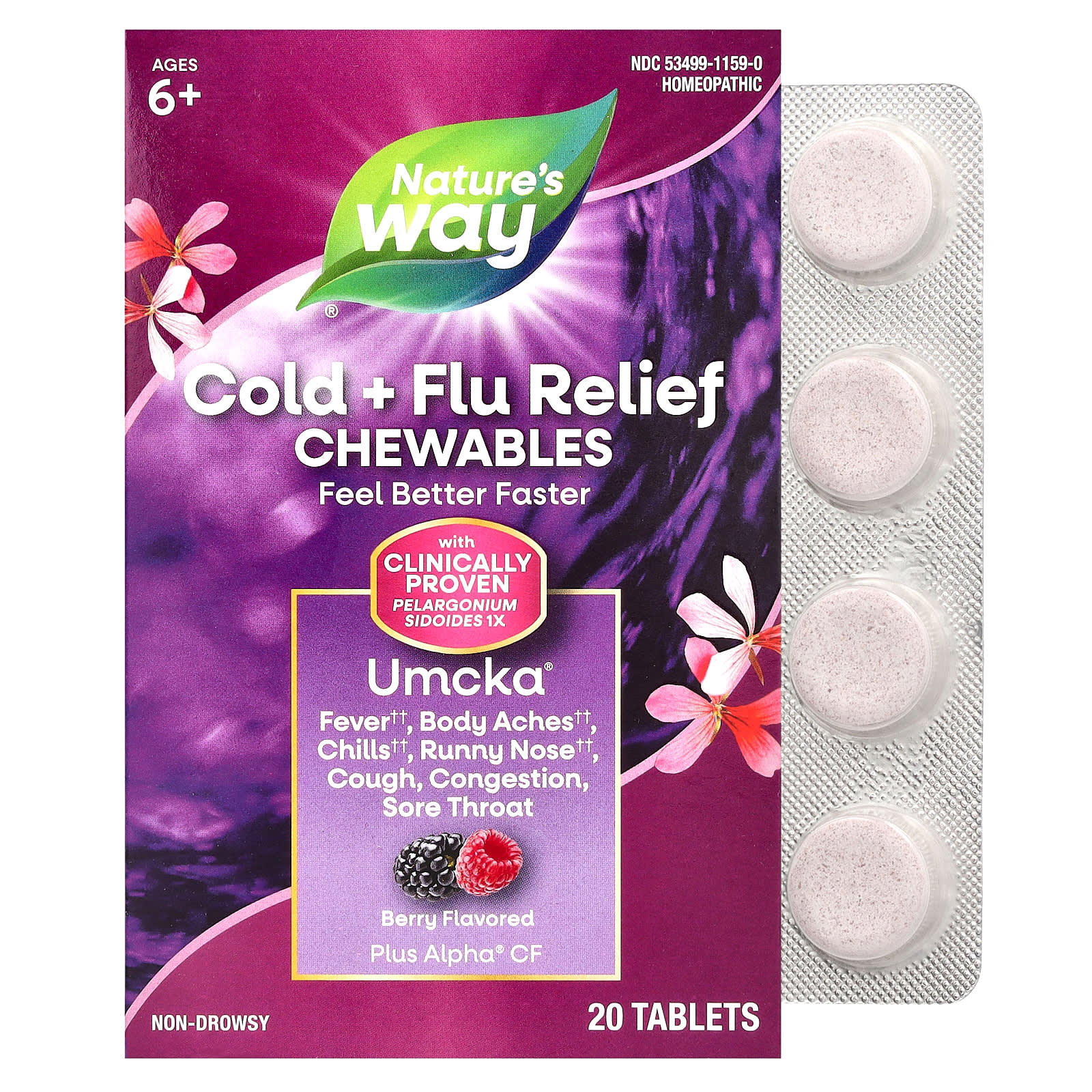 Nature's Way Umcka® Cold+Flu – Berry Flavor (Chewable)