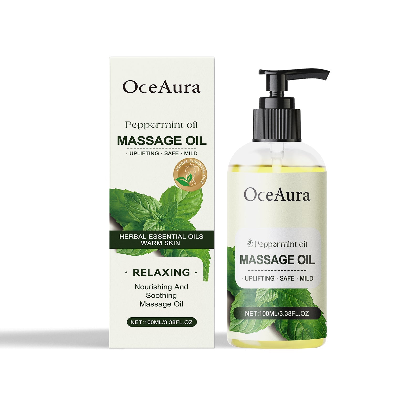 Plant Body Essential Oil (Peppermint Oil), Hydrating And Moisturizing Body Moisturizing Massage Essential Oil For Long-Lasting Moisturizing